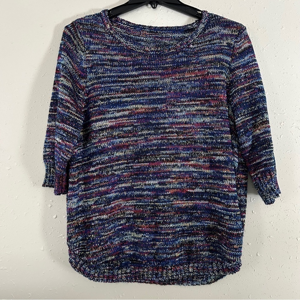 Colorful 3/4 Sleeve Blouse Rainbow Bright Spring Casual Comfy XL